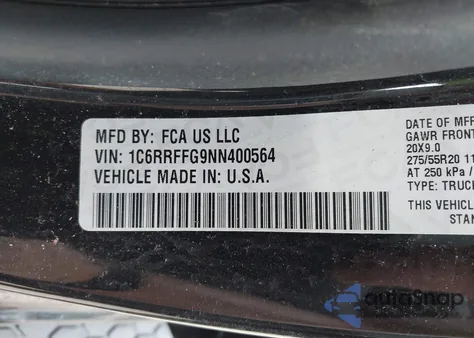 2022 Ram 1500 Big Horn 4X4 5'7 Box из США, поврежденный, VIN 1C6RRFFG9NN400564